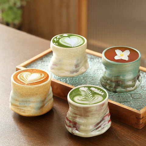 Stoneware Retro Concentrated Coffee Cup Creative Hand-pinching Pottery Pleated Irregular