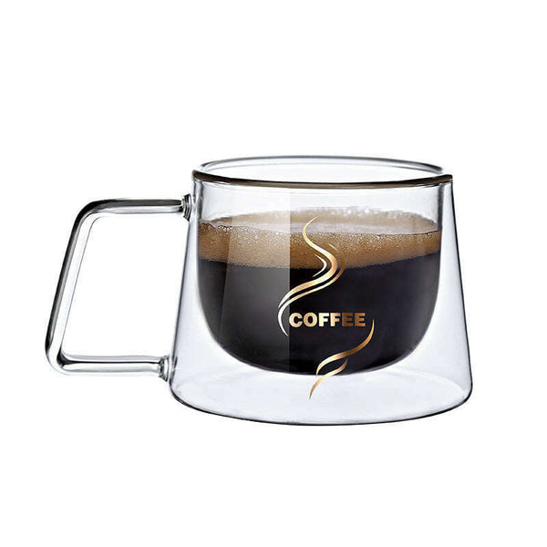 Ming Shangde Creative Glass Double-layer Coffee Cup with Putting Cup - Fashionable High Borosilicate Design
