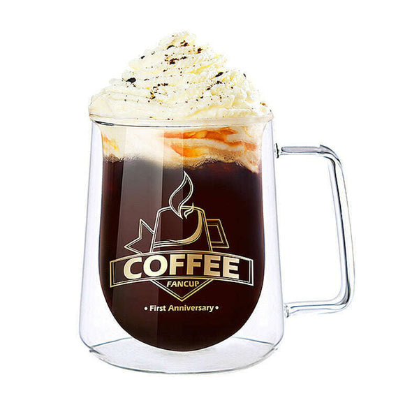 Ming Shangde Creative Glass Double-layer Coffee Cup with Putting Cup - Fashionable High Borosilicate Design